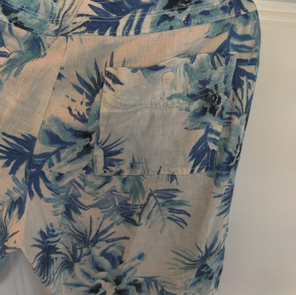 Tommy Bahama Elegant ladies size 4 wide leg linen pants, Blue Tropical Theme - Picture 3 of 9
